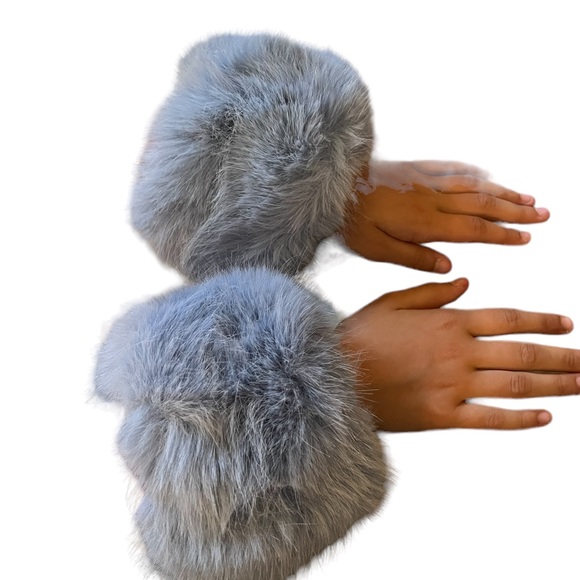 Blue Faux Fur cuffs - Picture 1 of 2